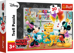 PUZZLE 30 ELEMENTÓW TORT URODZINOWY MYSZKA MIKI MINNIE 18211 TREFL