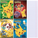 ZESZYT A5 KRATKA 16 KARTEK POKEMON PIKACHU SZKOLNY LAMINOWANY - 4 sztuki