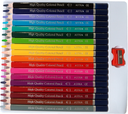 KREDKI OŁÓWKOWE ASTRA GRUBE JUMBO TRÓJKĄTNE 18 KOLORÓW SZKOLNE + TEMPERÓWKA