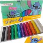 PLASTELINA SZKOLNA STITCH 12 KOLORÓW ŻYWE INTENSYWNE NA PLASTYKĘ MAJEWSKI