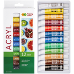 FARBY AKRYLOWE W TUBKACH 12 INTENSYWNYCH KOLORÓW x 12 ml HAPPY COLOR