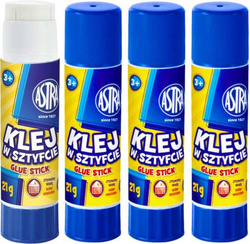 KLEJ W SZTYFCIE SZKOLNY BIUROWY ZMYWALNY BEZBARWNY BARDZO MOCNY 21g ASTRA