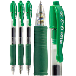 DŁUGOPIS AUTOMATYCZNY ŻELOWY ZIELONY PILOT G-2 SZKOLNY BIUROWY - 3 sztuki