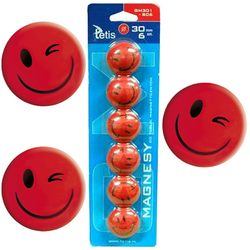 MAGNESY EMOTIKONY BUŹKI DO TABLIC CZERWONE OCZKO TETIS 30mm 6 szt.