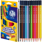 KREDKI OŁÓWKOWE AKWARELOWE ASTRA SZKOLNE 12 KOLORÓW + PĘDZELEK