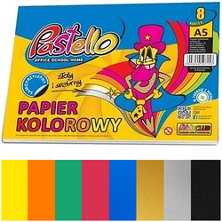 PAPIER KOLOROWY A5 SAMOPRZYLEPNY WYCINANKA 8 KARTEK ZŁOTY SREBRNY PASTELLO