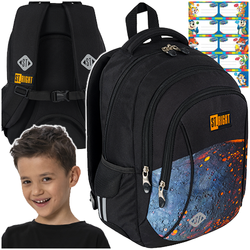 PLECAK SZKOLNY TRZYKOMOROWY ST.RIGHT BP-26 WULKANICZNY KSIĘŻYC + NAKLEJKI