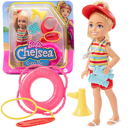 LALKA BARBIE CHELSEA KARIERA RATOWNICZKA WODNA LALECZKA AKCESORIA MATTEL