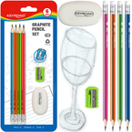 OŁÓWEK DREWNIANY HB KEYROAD ZESTAW SZKOLNY 4 SZTUKI GUMKA TEMPERÓWKA