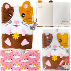 PAMIĘTNIK Z KŁÓDKĄ 3D WŁOCHACZ PLUSZOWY NOTES A5 96 KARTEK ŚWINKA MORSKA