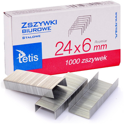 ZSZYWKI BIUROWE TETIS STALOWE SREBRNE BIUROWE 24/6 mocne - 10 000 SZTUK