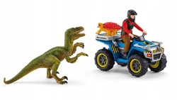 SCHLEICH DINOSAURS UCIECZKA QUADEM PRZED VELOCIRAPTOREM FIGURKI DINOZAUR