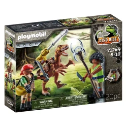 PLAYMOBIL DINO RISE OBRONA PRZED KŁUSOWNIKIEM DINOZAUR DEINONYCH KLOCKI 