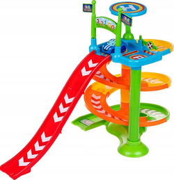 ZAKRĘCONA JEŻDŻALNIA Z AUTKIEM MIĘKKI SAMOCHODZIK DUMEL FLOTA MIEJSKA TINY