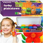 FARBY PLAKATOWE 12 KOLORÓW 20 ML SZKOLNE WYRAZISTE MONA MAJEWSKI