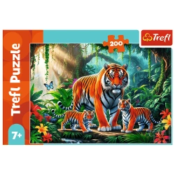 PUZZLE 200 TYGRYS TYGRYSIE ZWYCZAJE DŻUNGLA KWIATY UKŁADANKA TREFL 13330