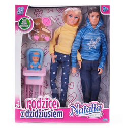 LALKA NATALIA RODZICE Z DZIDZIUSIEM KEN KARMIENIE