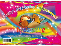 ZESZYT PAPIERÓW KOLOROWYCH TĘCZOWY KRESKA FORMAT A4 8 kartek