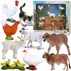 ZESTAW FIGUREK FIGURKI ZWIERZĘTA WIEŚ FARMA KOTEK KACZKI KURA 9 EL COLLECTA