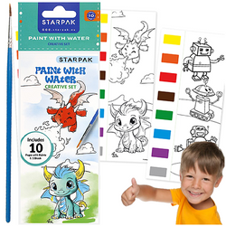 ZESTAW KREATYWNY WODNA KOLOROWANKA SMOKI Z PĘDZELKIEM STARPAK