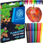 FLAMASTRY ASTRA MAZAKI PISAKI 12 INTENSYWNYCH KOLORÓW MINECRAF PIXEL ONE