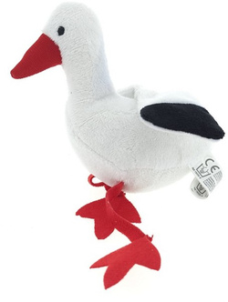 MASKOTKA BOCIAN BIAŁY PTAK PLUSZOWY BOCIEK OZDOBNY MIĘKKI 12cm PRZYTULANKA