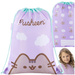 WOREK SZKOLNY NA BUTY Z IMIENIEM PUSHEEN KAPCIE OBUWIE FIOLETOWY KOTEK