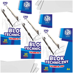 BLOK TECHNICZNY BIAŁY A4 ASTRA 10 KARTEK 170g SZKOLNY PLASTYKA - 3 sztuki