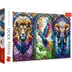 PUZZLE 1000 ELEMENTÓW KOLOROWY WITRAŻ ZE ZWIERZĘTAMI UKŁADANKA TREFL 10957