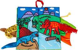 KSIĄŻECZKA SENSORYCZNA EDUKACYJNA MATERIAŁOWA DINOZAURY WYSTAJĄCE OGONKI