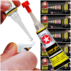 KLEJ SUPER GLUE 2g BŁYSKAWICZNY MOCNY ORYGINALNY Z GWIAZDKĄ - 5 szt.
