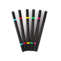 MARKERY BRUSH Z CIEKOPISEM DWUSTRONNE PRECYZYJNA KOŃCÓWKA 6 kolorów KIDEA