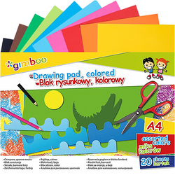 BLOK RYSUNKOWY KOLOROWY A4 20 KARTEK 70g SZKOLNY NA PLASTYKĘ GIMBOO - 3 szt