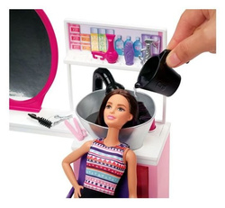 BARBIE BROKATOWY SALON FRYZJERSKI + LALKA - MATTEL