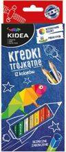 KREDKI OŁÓWKOWE TRÓJKĄTNE 12 KOLORÓW - KIDEA