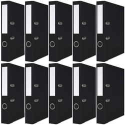 SEGREGATOR A4/50mm Z DŹWIGNIĄ SZYNĄ BASIC-S PP CZARNY Z ETYKIETĄ - 10 sztuk