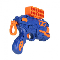 PISTOLET WYRZUTNIA NA STRZAŁKI PIANKOWE 10 POCISKÓW BROŃ BLASTER MAGAZYNEK