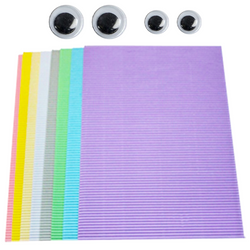 ZESTAW KREATYWNY TEKTURA FALISTA  A4 8 KOLORÓW PASTELOWYCH + OCZY PASTELLO