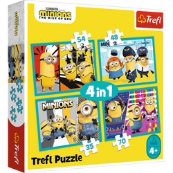 PUZZLE 4W1 WESOŁY ŚWIAT MINIONKÓW MINIONKI - TREFL