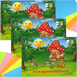 ZESZYT PAPIERÓW KOLOROWYCH WYCINANKA A5 32K KRESKA - 3 sztuki