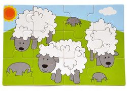 UKŁADANKA DREWNIANA PUZZLE 4W1 FARMA ZWIERZĘTA