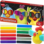 PLASTELINA SZKOLNA 12 KOLORÓW ŻYWE INTENSYWNE NA PLASTYKĘ MONA ST.MAJEWSKI
