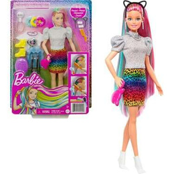 BARBIE LALKA LEOPARD FIGURKI AKCESORIA KOLOROWA FRYZURA PANTERKA MATTEL