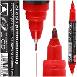 MARKER PERMAMENTNY DO PŁYT CD/DVD DWUSTRONNY FOLIOPIS CZERWONY TO-321 TOMA