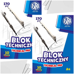 BLOK TECHNICZNY BIAŁY A4 ASTRA 10 KARTEK 170g SZKOLNY PLASTYKA - 2 sztuki
