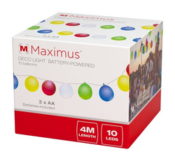 KOLOROWE BALONY DEKORACYJNE LAMPKI LED 10 SZTUK 4M