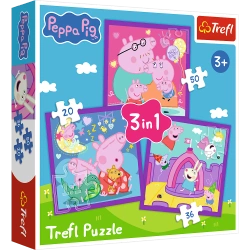 PUZZLE 3W1 ZWYCZAJE ŚWINKI PEPPY UKŁADANKA DLA DZIECI 34893 TREFL