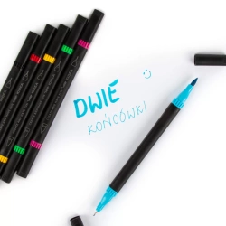 MARKERY BRUSH Z CIEKOPISEM DWUSTRONNE PRECYZYJNA KOŃCÓWKA 6 kolorów KIDEA