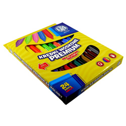 KREDKI WOSKOWE PREMIUM ŚWIECOWE SZKOLNE 24 KOLORY INTENSYWNE ŻYWE ASTRA