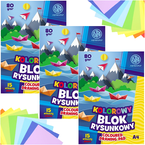 BLOK RYSUNKOWY KOLOROWY A4 ASTRA 15 KARTEK 80g SZKOLNY PLASTYKA - 3 szt.